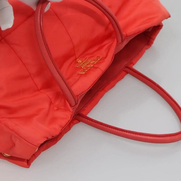 PRADA Hand Bag Nylon 2way Orange Gold Auth 115130 - Picture 7 of 16